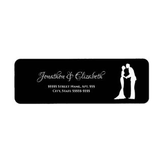 Étiquette Simple Mariage noir et blanc mariée et chambre