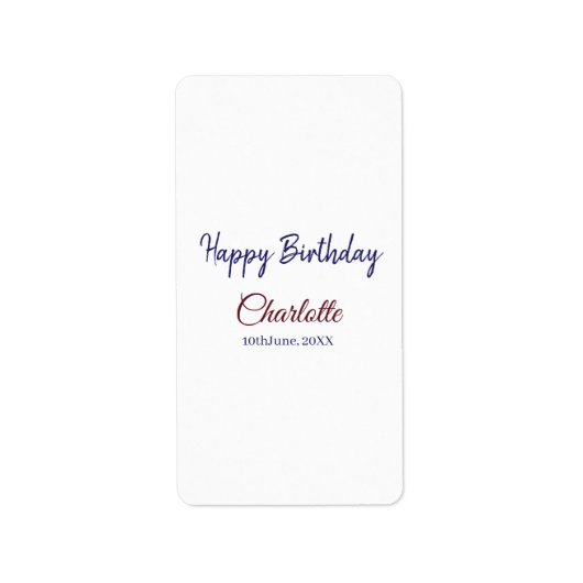 Étiquette SIMPLE MINIMAL.CUTIE AJOUTER NOM BÉBÉ joyeux anniv (Devant)
