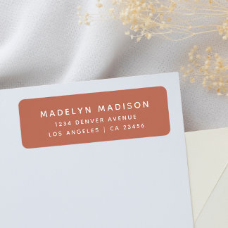 Étiquette Simple Minimal Terracotta Elegant Adresse de retou