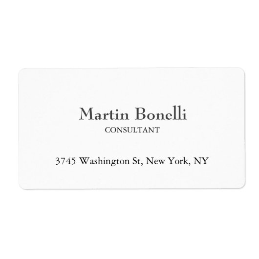 Étiquette Simple minimaliste blanc classique unique (Devant)