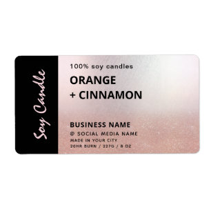Étiquette Simple minimaliste rose soja chandelle classique r