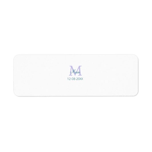 Étiquette simple minimum ajouter nom monogramme violet vert (Devant)