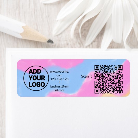 Étiquette Simple minimum q r code ajouter logo code d'analys (En situation)