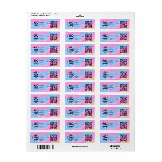 Étiquette Simple minimum q r code ajouter logo code d'analys (Feuille entière)