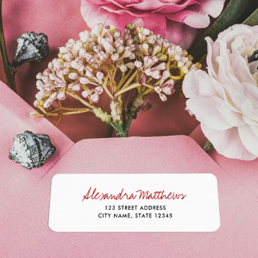 Étiquette Simple minimum Red Script Company Adresse de retou