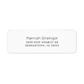 Étiquette Simple Modern Elegant Adresse de retour (Devant)