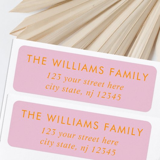 Étiquette Simple Modern Elegant Rose Orange Adresse de retou