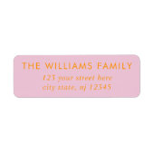 Étiquette Simple Modern Elegant Rose Orange Adresse de retou (Devant)