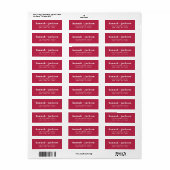 Étiquette Simple Modern Magenta Rose Adresse de retour (Feuille entière)