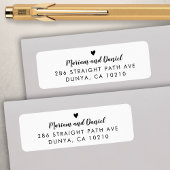 Étiquette Simple Modern Script Heart Mariage Adresse de reto