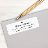 Étiquette Simple Modern Script Heart Mariage Adresse de reto