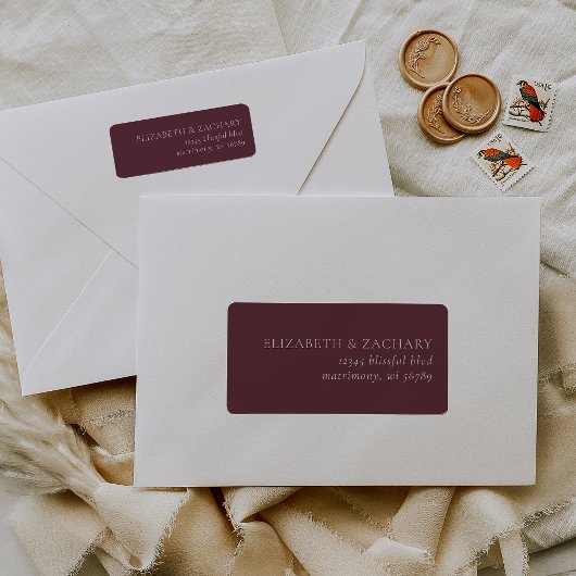 Étiquette Simple Moderne Adresse de Retour de Mariage Bourgo