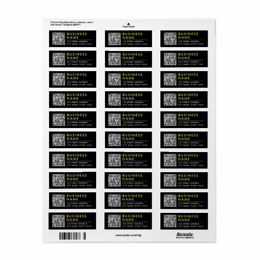 Étiquette Simple moderne Black Yellow Web Contact Code QR (Feuille entière)