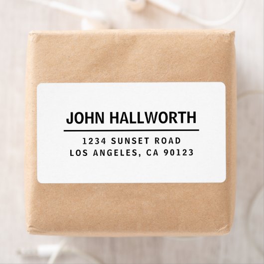 Étiquette Simple moderne blanc et noir (En situation)