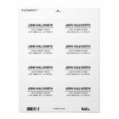 Étiquette Simple moderne blanc et noir (Feuille entière)