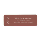 Étiquette Simple moderne Brown Monogramme Mariage Adresse (Devant)