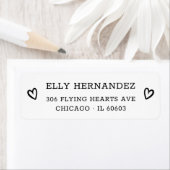 Étiquette Simple Moderne Chic Coeur Noir Adresse de retour (En situation)