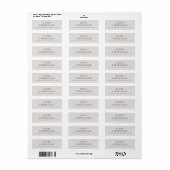 Étiquette Simple Moderne Classique Gris Adresse de Retour (Feuille entière)