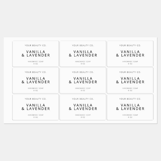 Étiquette simple moderne de savon blanc (Feuille)