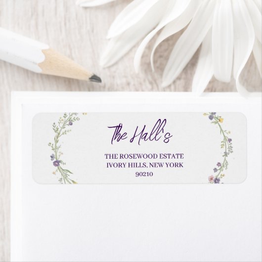 Étiquette Simple Moderne Floral Boho Mariage (En situation)