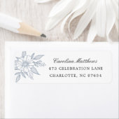 Étiquette Simple Moderne Floral Mariage Bleu Adresse de reto (En situation)