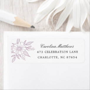 Étiquette Simple moderne Floral Mariage Lavender Adresse