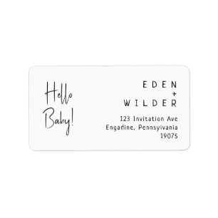 Étiquette Simple moderne Hello Baby RSVP Adresse de retour