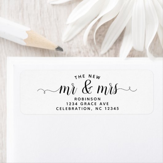 Étiquette Simple Moderne Le Nouveau Script M & Mme Mariage (En situation)
