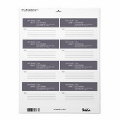 Étiquette Simple moderne minimaliste violet gris blanc affai (Feuille entière)