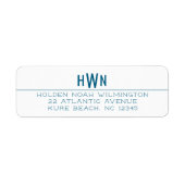 Étiquette Simple Moderne Monogramme Homme Bleu Professionnel (Devant)