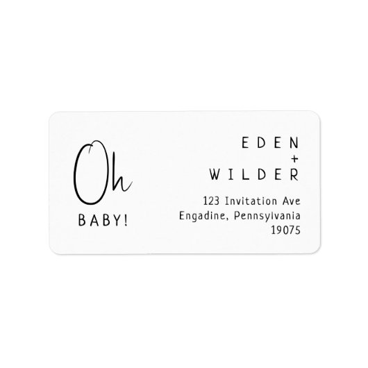 Étiquette Simple moderne Neutral Oh Baby RSVP Adresse de ret (Devant)