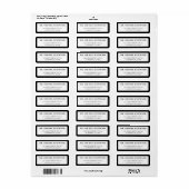 Étiquette Simple moderne Noir Blanc Adresse de retour (Feuille entière)