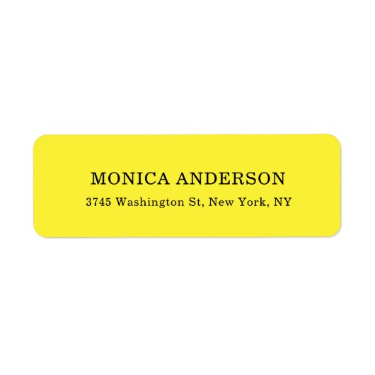 Étiquette Simple Moderne Plain Professionnel Jaune (Devant)