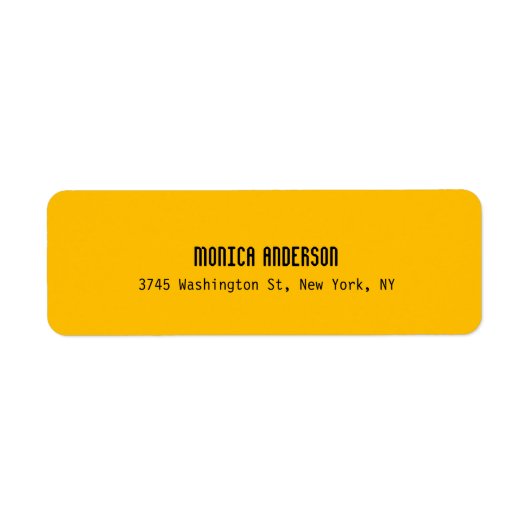 Étiquette Simple Moderne Plain Professionnel Jaune Ambre (Devant)