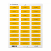 Étiquette Simple Moderne Plain Professionnel Jaune Ambre (Feuille entière)