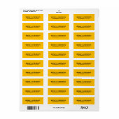 Étiquette Simple Moderne Plain Professionnel Jaune Ambre (Feuille entière)
