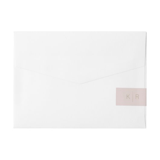 Étiquette simple moderne rose beige monogramme Wra (Dos)