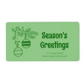 Étiquette Simple moderne vert Noël cadeau de famille de vaca (Devant)