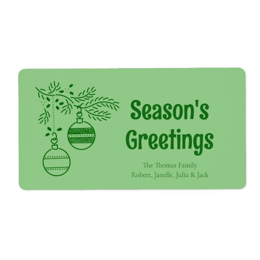 Étiquette Simple moderne vert Noël cadeau de famille de vaca (Devant)