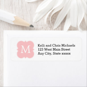 Étiquette Simple Monogramme rose pâle Élégant