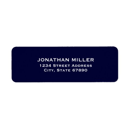 Étiquette Simple Navy Blue and White Adresse de retour (Devant)