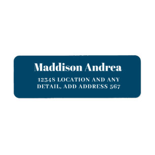 Étiquette Simple Navy White Elegant Adresse de retour