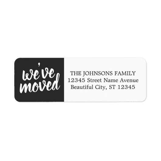 Étiquette Simple Noir moderne Nous avons déplacé l'adresse d (Devant)