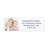 Étiquette Simple Photo Modern Navy Blue White Adresse de ret (Devant)