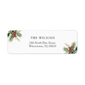 Étiquette Simple Pine Feuilles Noël Adresse de retour (Devant)