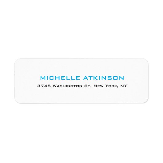 Étiquette Simple Plaque Minimaliste Ciel Bleu Blanc Moderne (Devant)