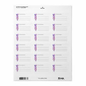 Étiquette Simple Purple Floral Aquarelle Mariage expédition (Feuille entière)