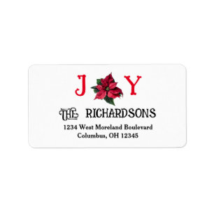 Étiquette Simple Red JOY Christmas Retours Adresse Label
