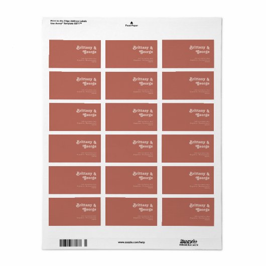 Étiquette Simple Rétro Ancien Rose Mariage RSVP Adresse de r (Feuille entière)