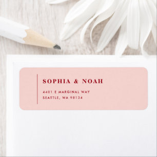Étiquette Simple rose et rouge Mariage moderne Adresse de re